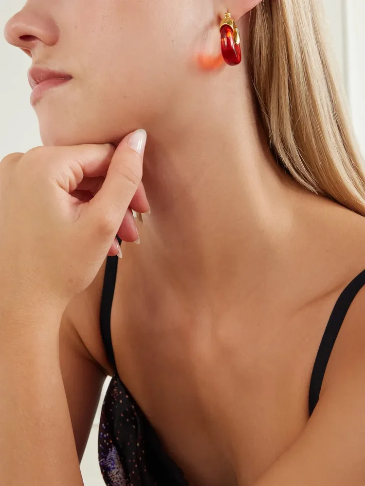 Gold-plated resin earrings