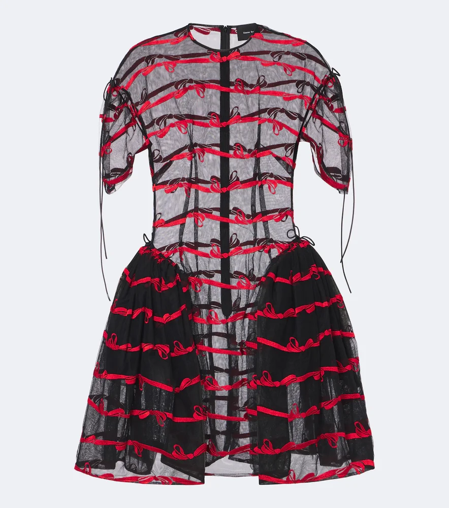 Bow-detail tulle minidress
