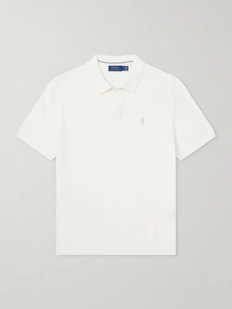 Logo-Embroidered Cotton and Linen-Blend Polo Shirt