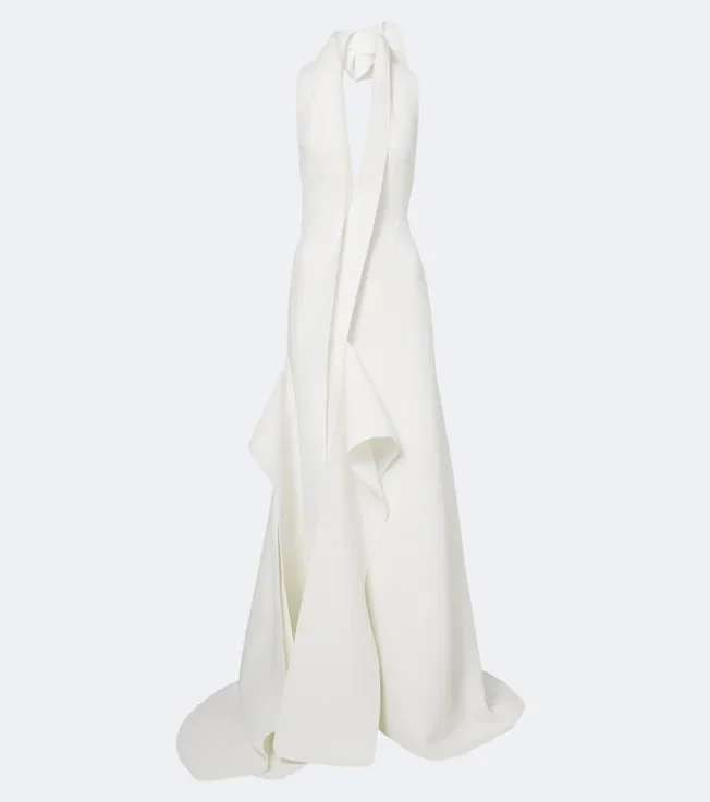 Allude asymmetric halterneck jersey gown