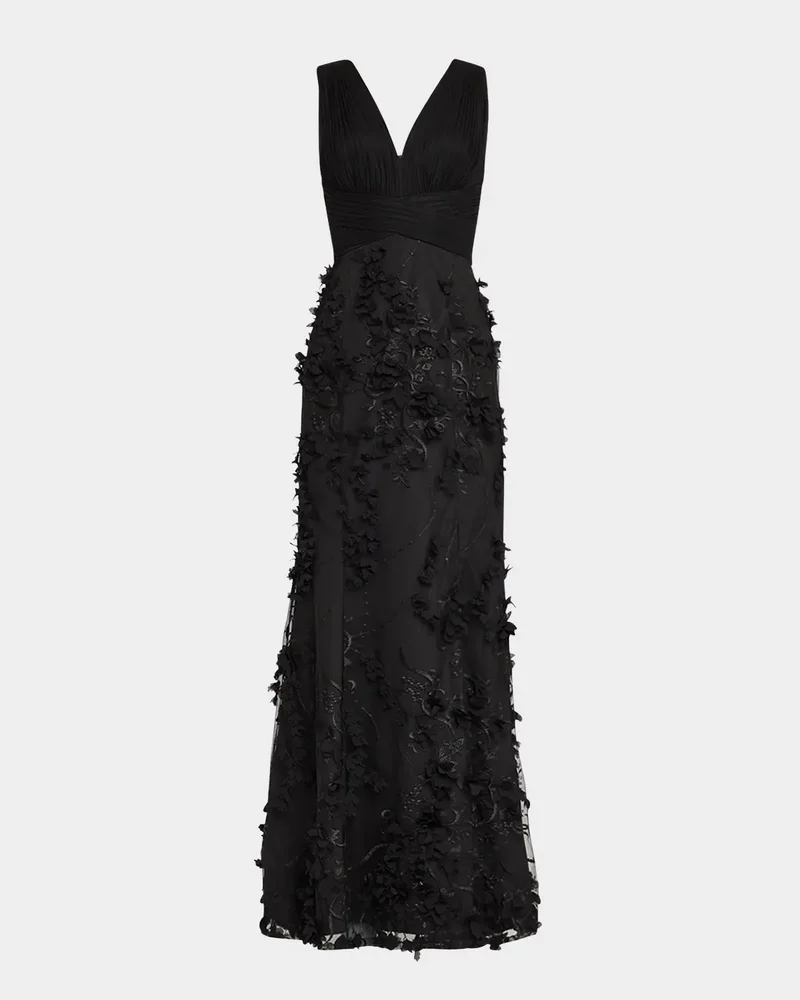 Embroidered Floral Applique Gown
