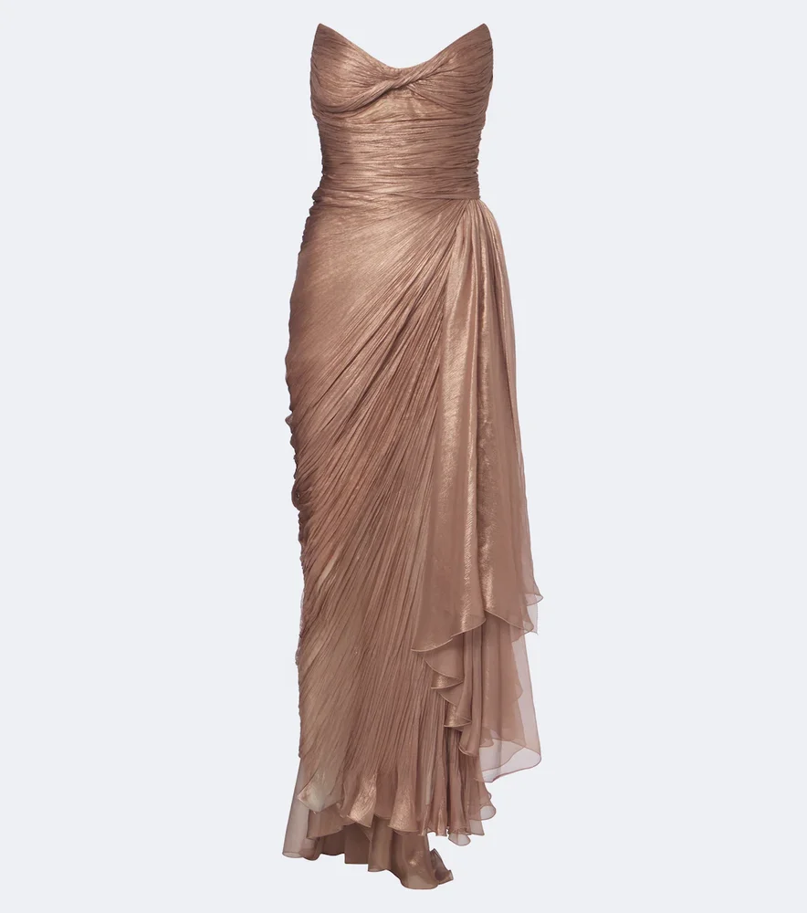 Heidi pleated silk bustier gown