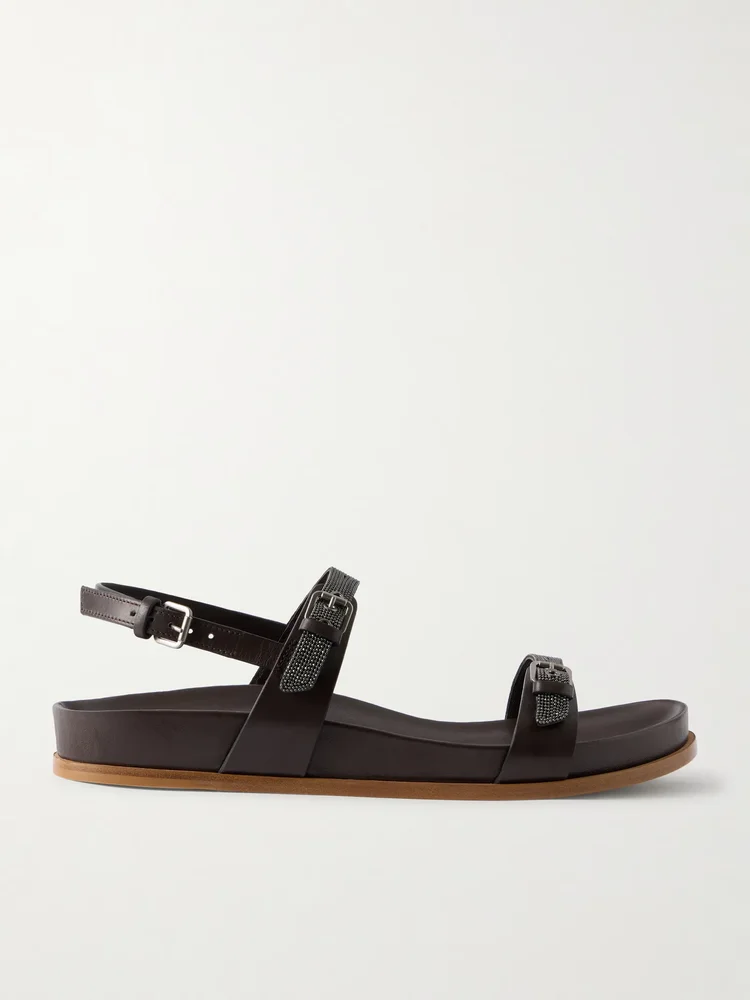 Embellished leather sandals