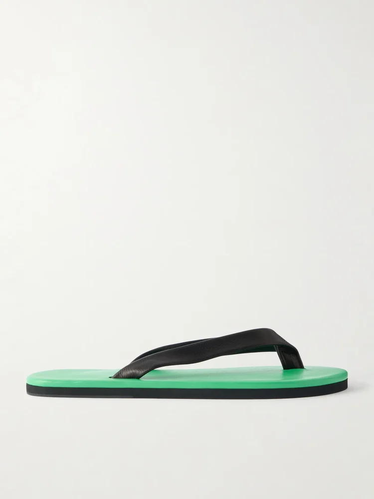 Leather flip flops