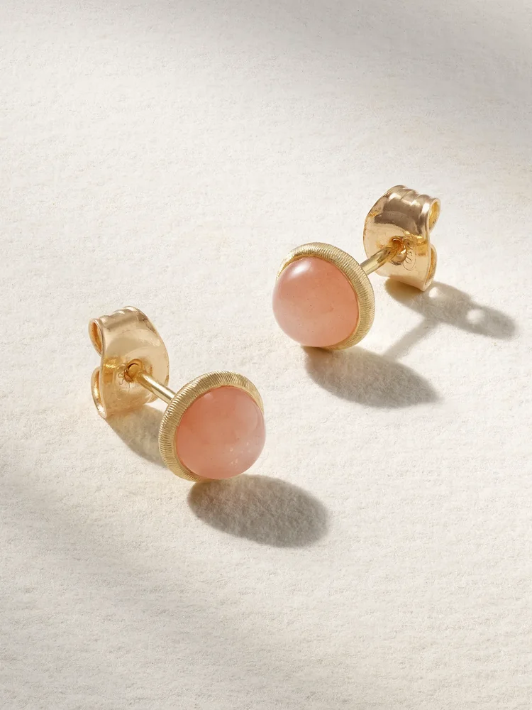 Lotus 18-karat gold moonstone earrings