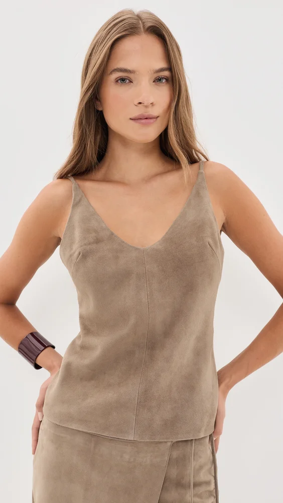 Suede Low Back Tie Top
