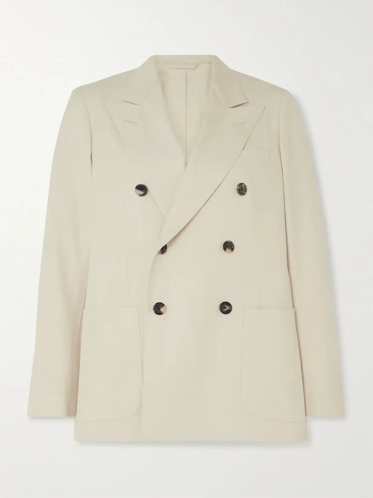Double-breasted silk-dupioni blazer