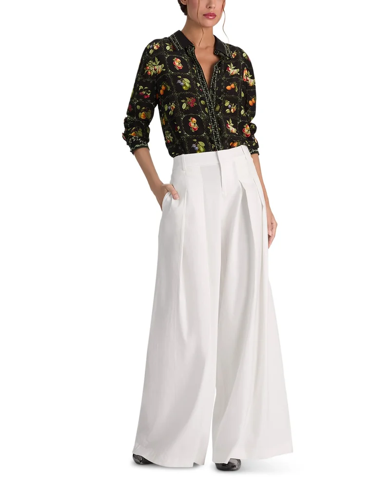 Willa Printed Collared Silk Top