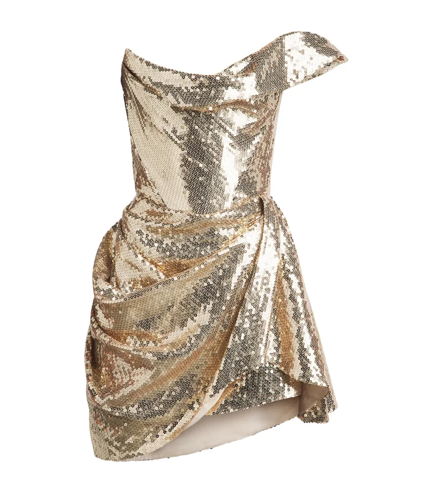 Sequin Off-The-Shoulder Corset Mini Dress