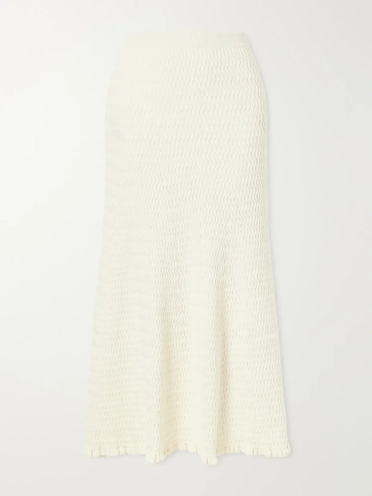 Magnolia cable-knit cotton-blend midi skirt