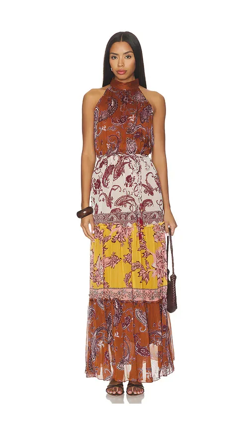 Halter Neck Tiered Maxi Dress
