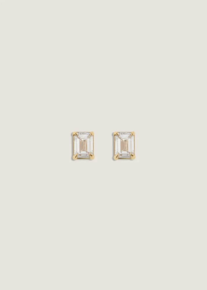 June Emerald Cut Stud Earrings Diamond