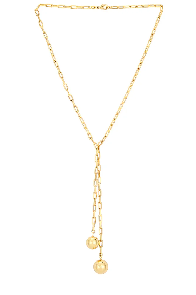 Double Ball Link Drop Lariat Necklace