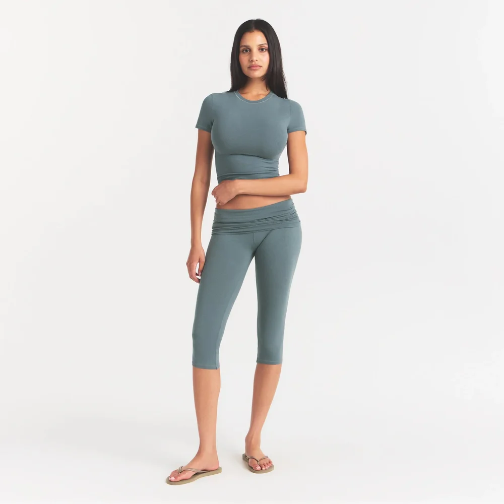 Cotton Jersey Foldover Capri