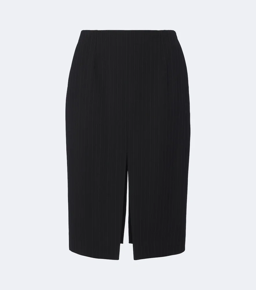 Chalk stripe wool-blend pencil skirt