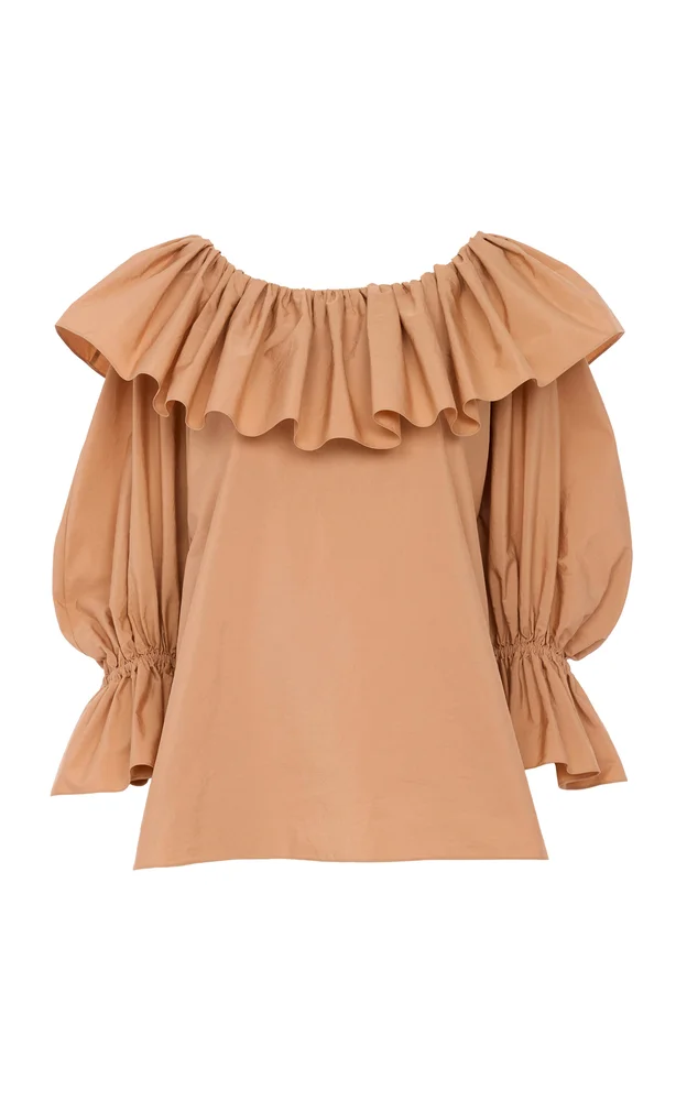 Ruffle-Trimmed Cotton Top