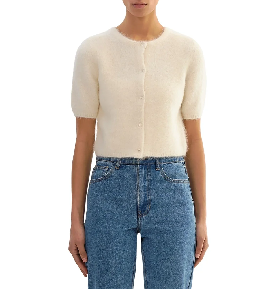 Kendra Cropped Alpaca Blend Cardigan Sweater