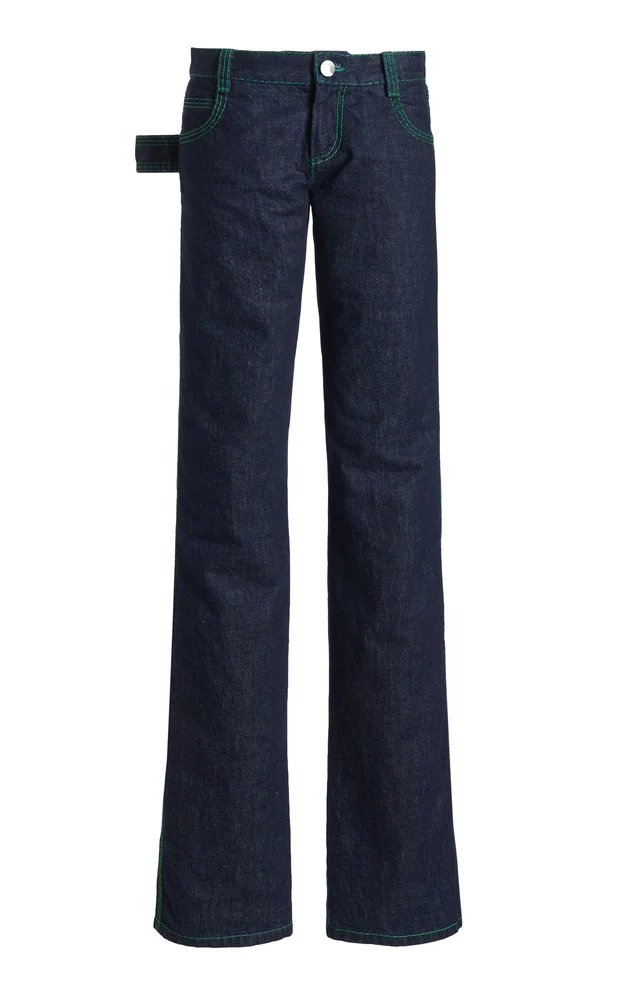 Embroidered Rigid Low-Rise Flared-Leg Jeans