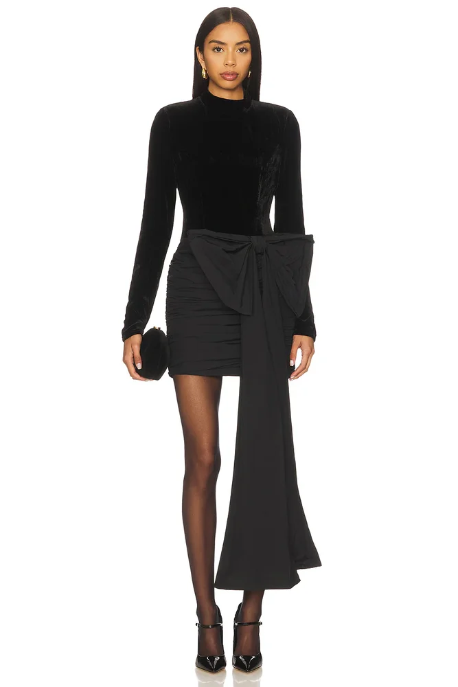 Velvet Bow Mini Dress