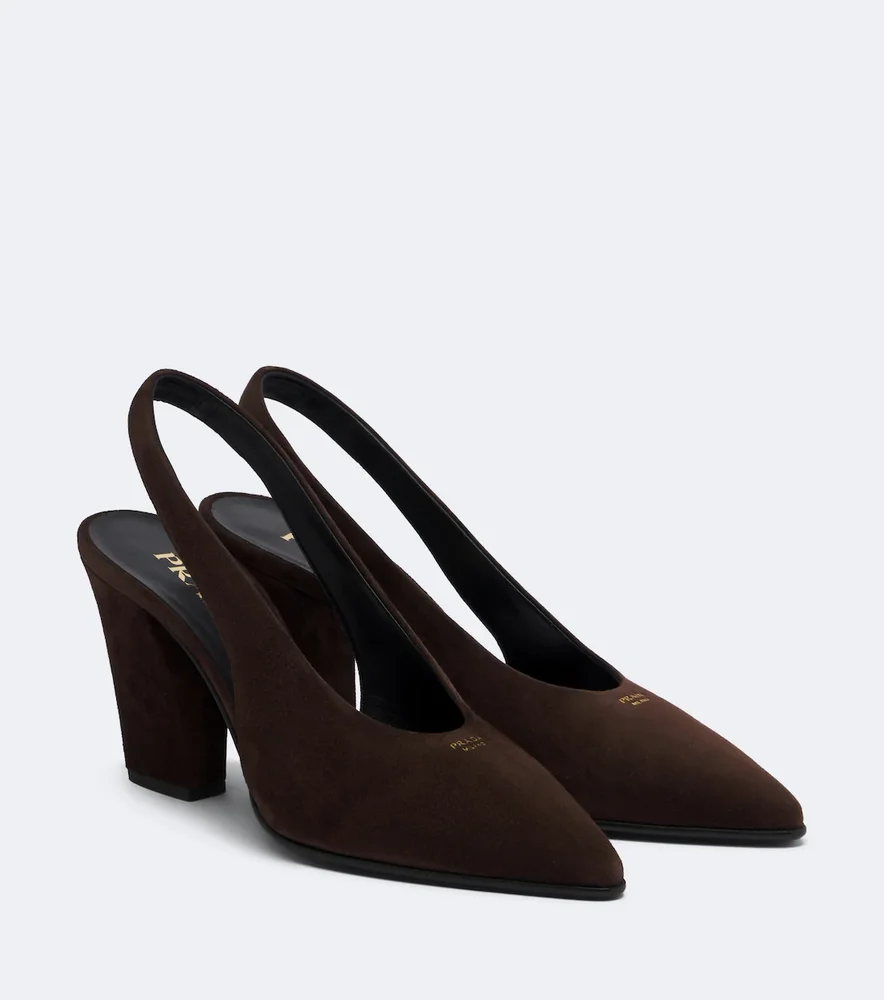 Suede slingback pumps