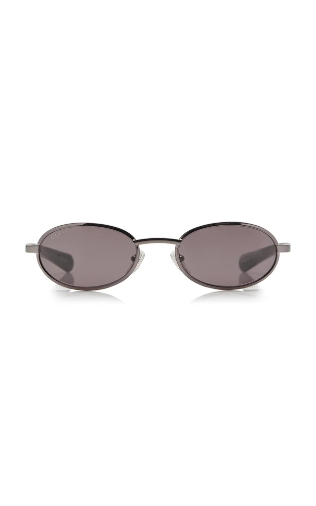 Oval-Frame Metal Sunglasses