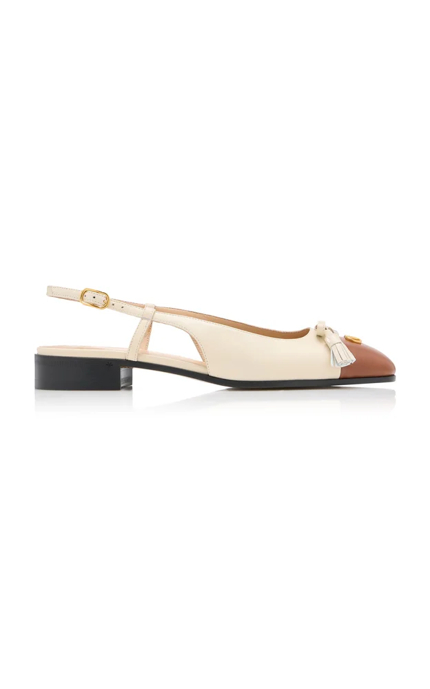 Two-Tone Leather Slingback Flats