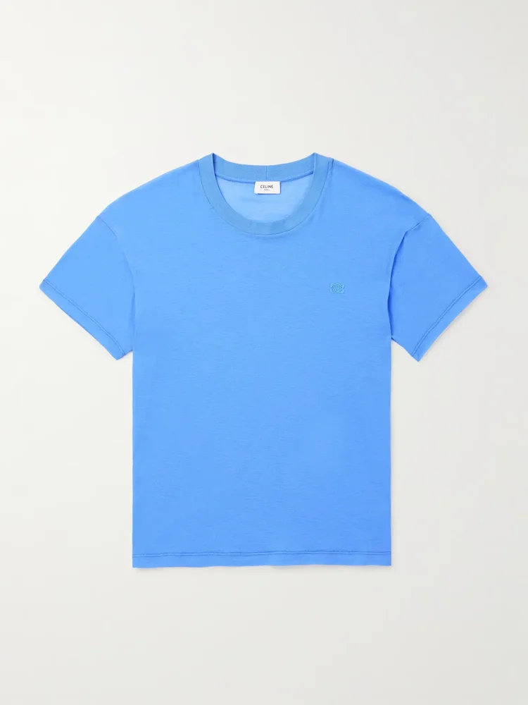 Slim-Fit Logo-Embroidered Cotton-Jersey T-Shirt