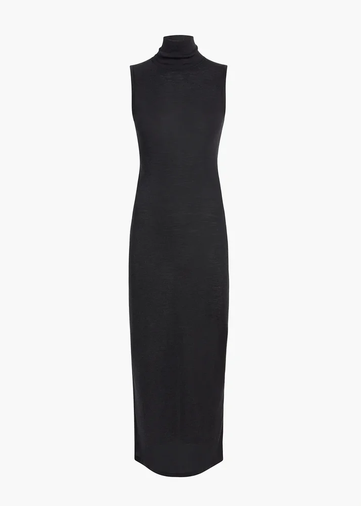 Demi Dress in Black Wool Silk