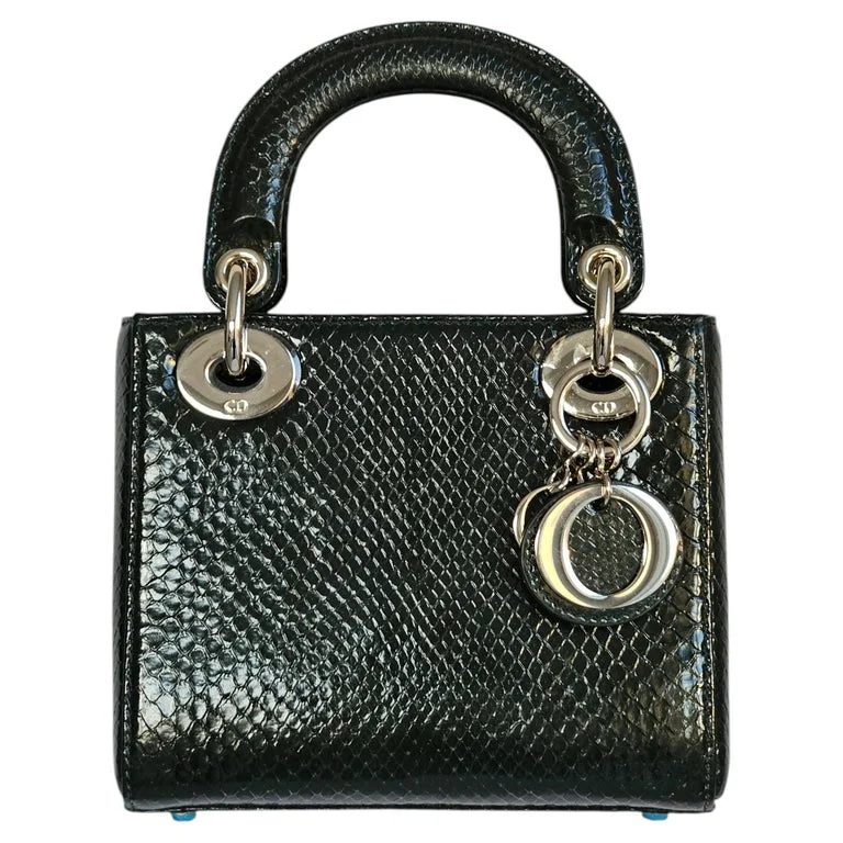 CHRISTIAN DIOR Lady Dior bag exotic python in Emerald Green