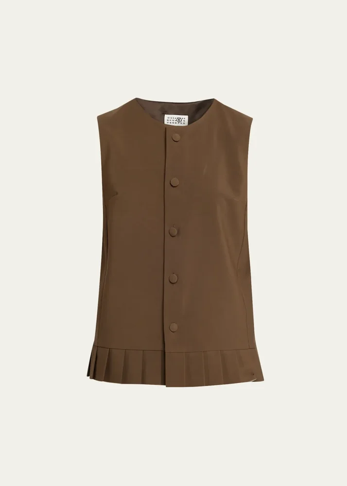 Pleated Button-Front Top