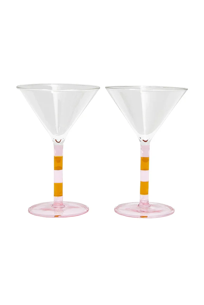 Striped Martini Glasses Set Of 2