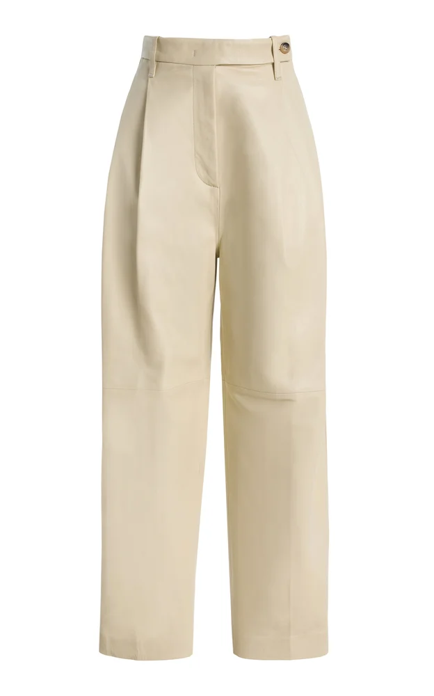Pleated Leather Pants