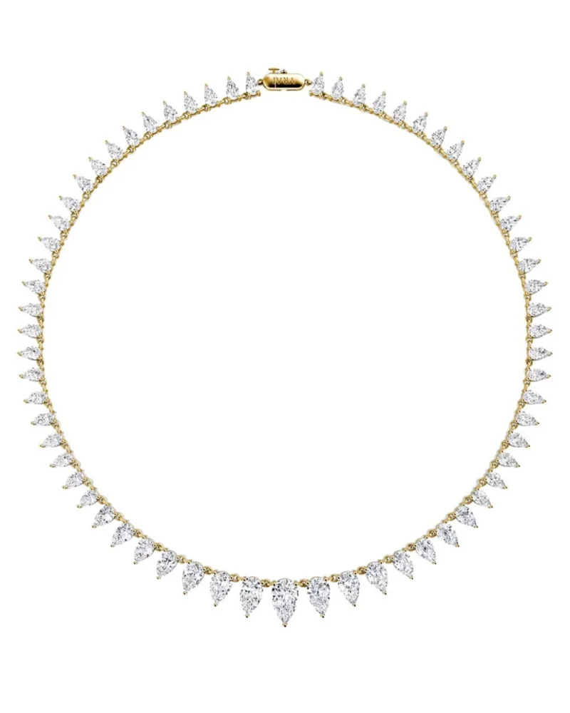 Pear Tennis Necklace in 14K White Gold, 26ctw Pear Lab Grown Diamonds