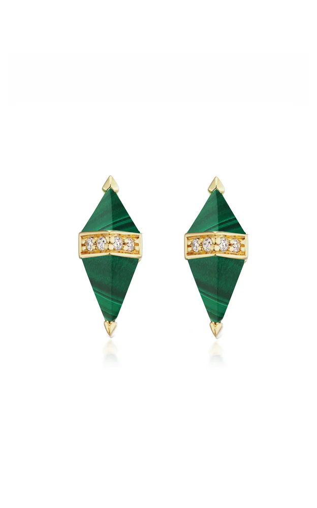 Pietra 18K Yellow Gold Diamond Topaz Stud Earrings