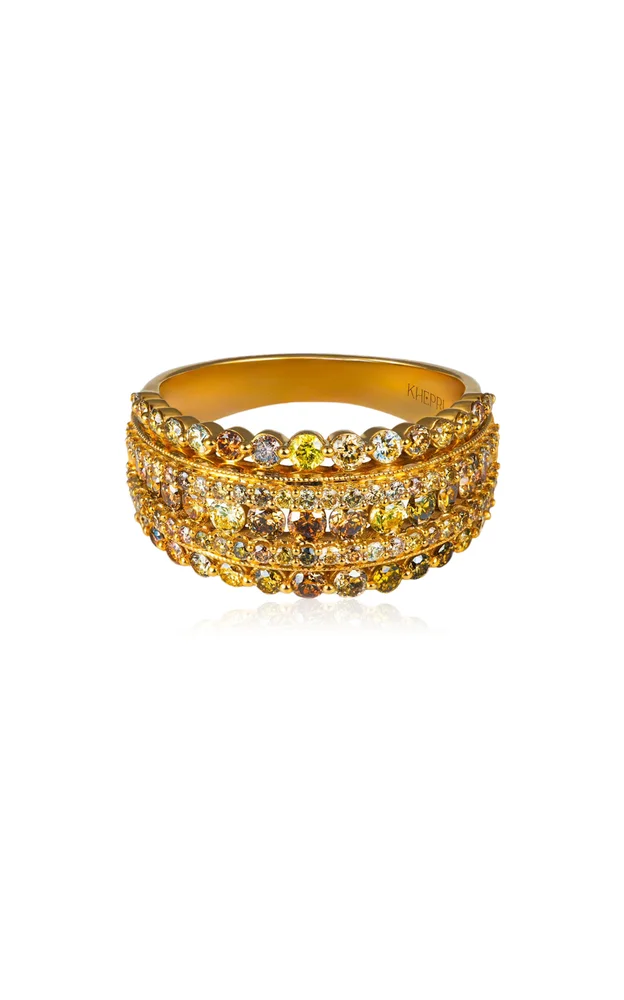 18K And 22K Yellow Gold Diamond Stardust Ring