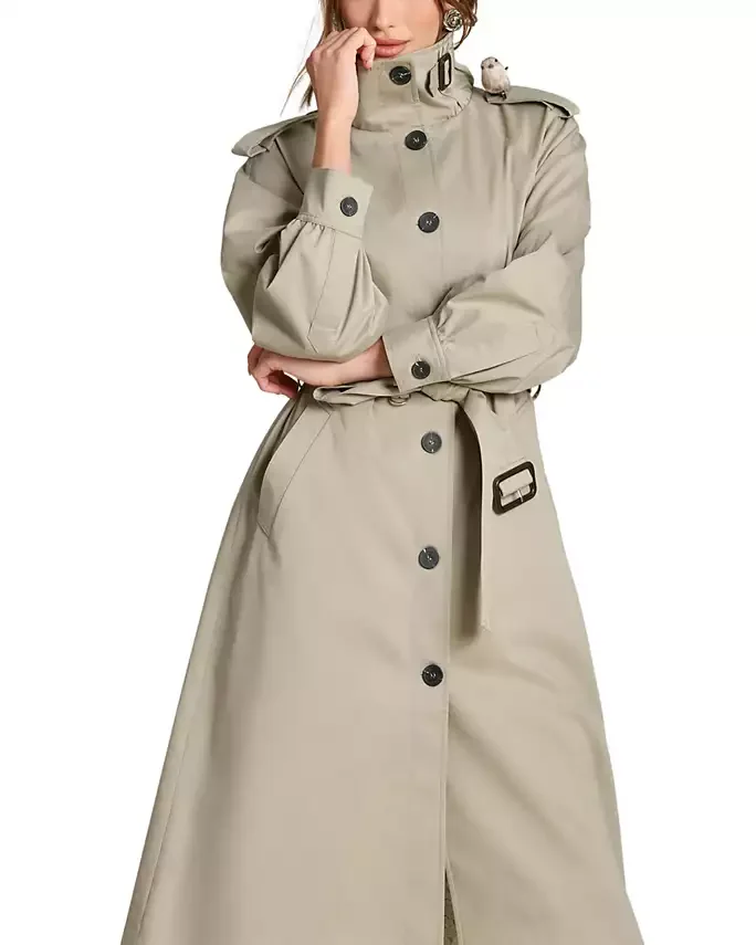 Funnel Neck Maxi Trench Jacket