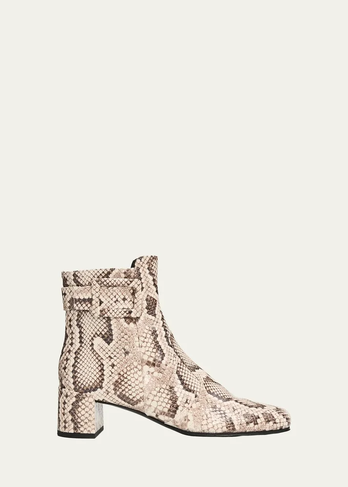 45mm Tres Vivier Snake-Printed Leather Ankle Boots