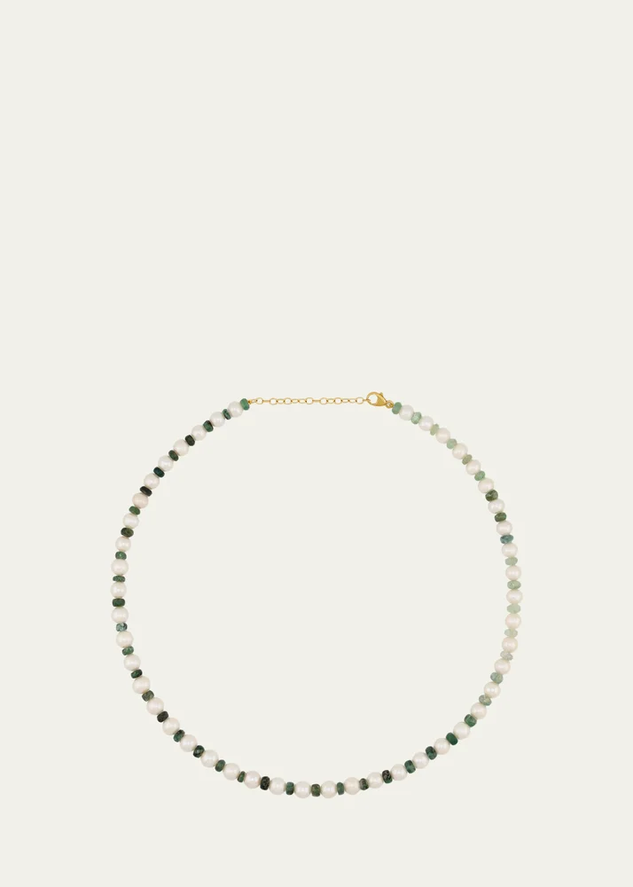 Ocean Jumbo Emerald and Pearl Necklace