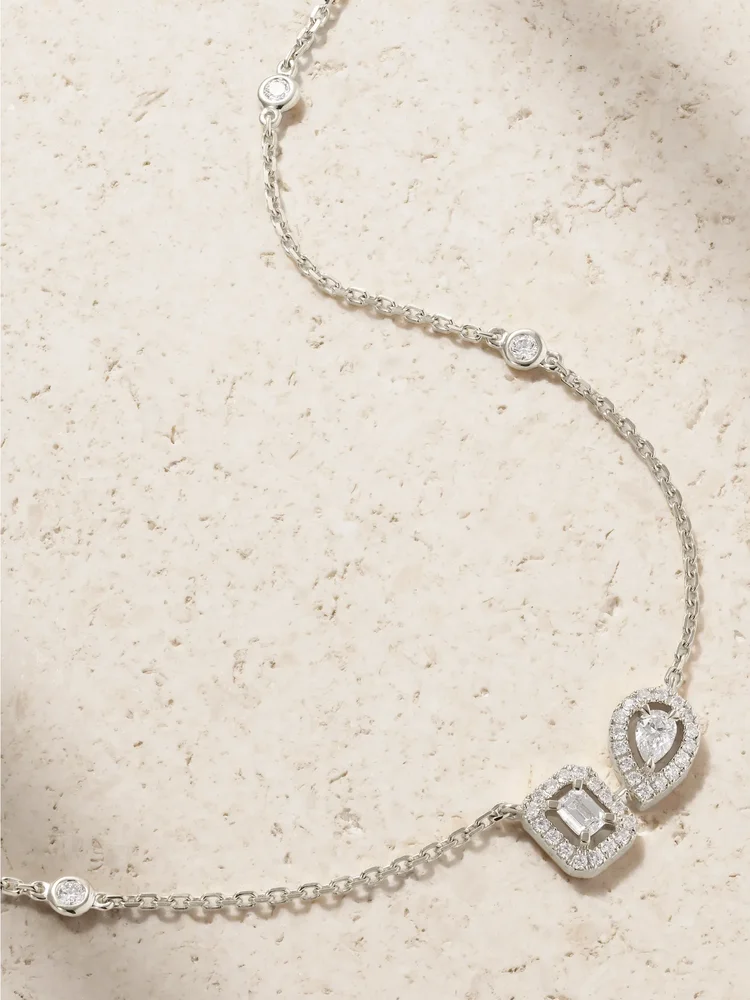 My Twin 18-karat white gold diamond necklace