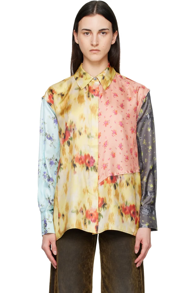 Multicolor Multi Printed Silk Shirt