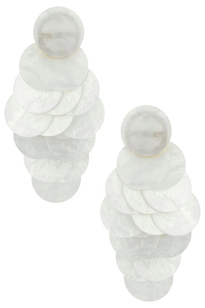 Irridescent Discs Statement Drop Earrings