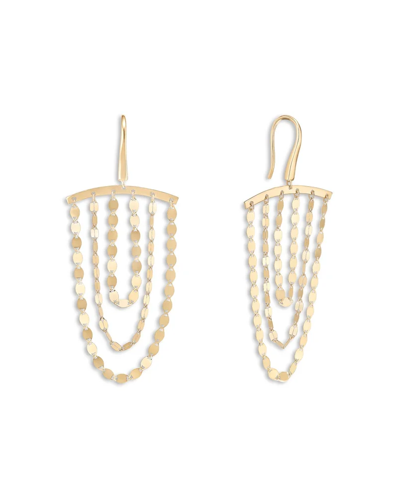 14K Yellow Gold Petite Nude Chain Link Cascade Drop Earrings