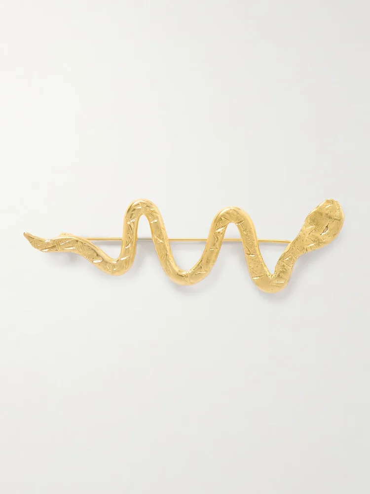 Ophis gold-plated brooch