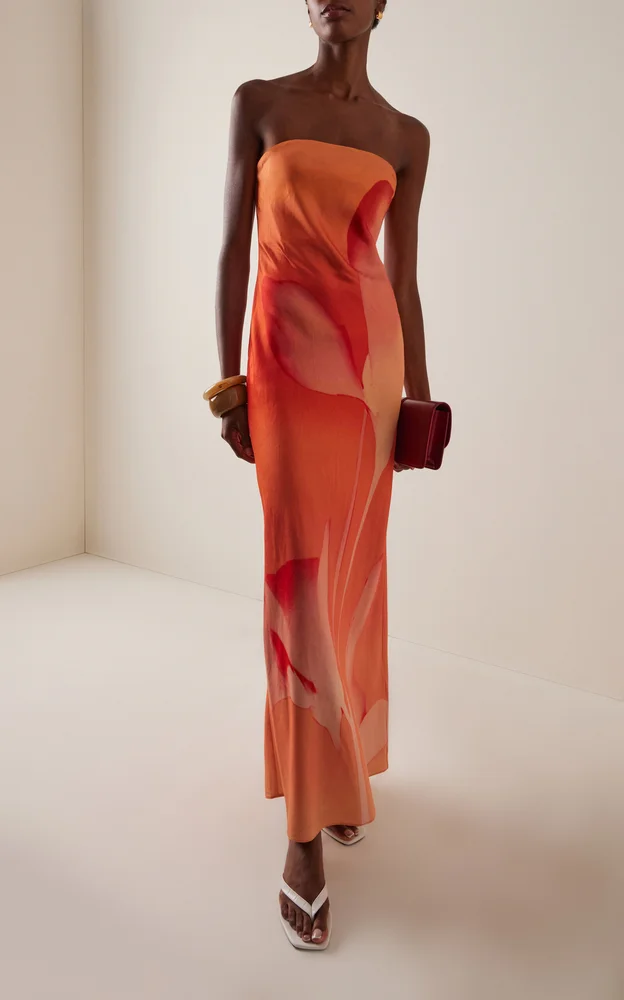 Mora Strapless Crepe Maxi Dress