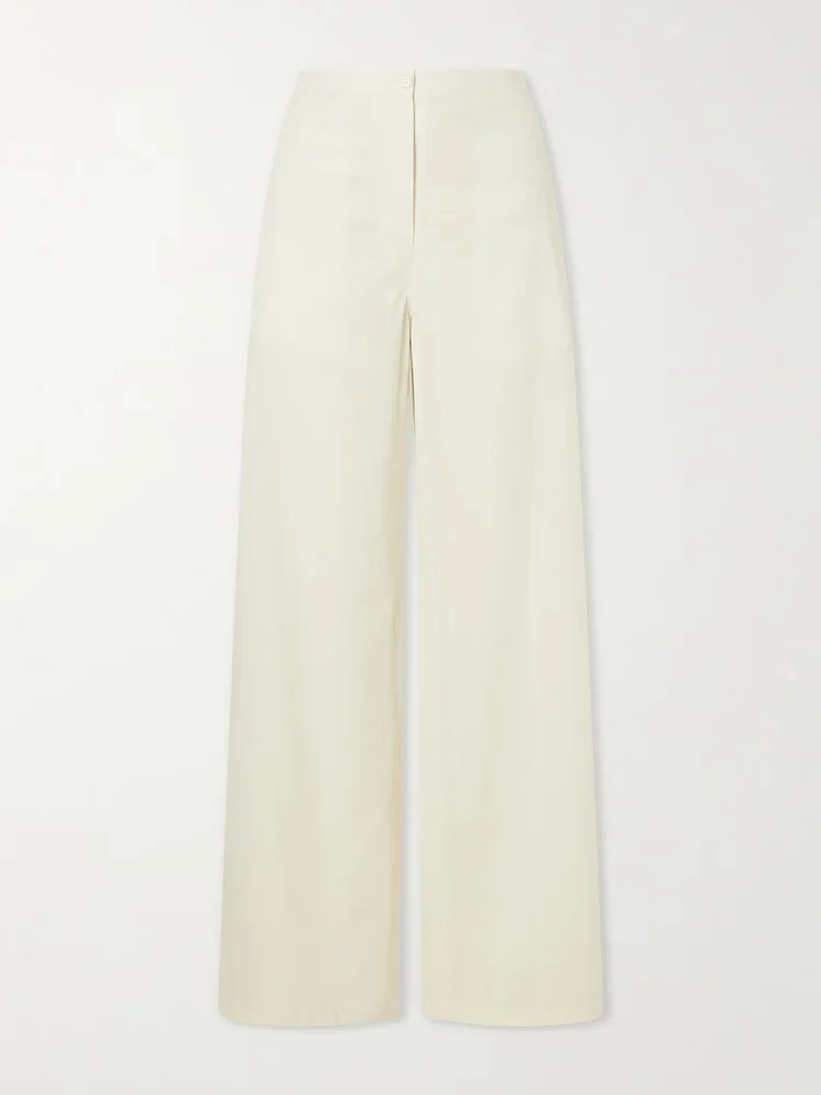 Cotton-poplin wide-leg pants
