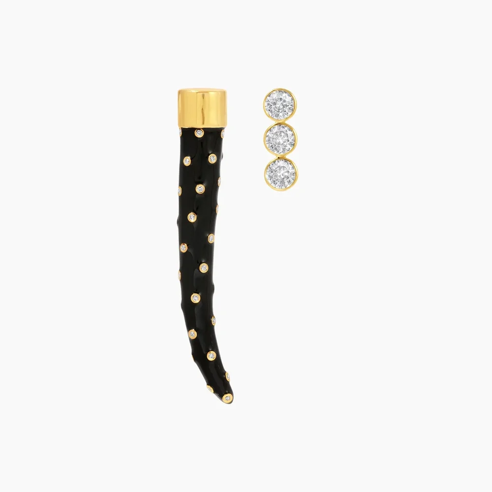 Bezel Horn Earrings