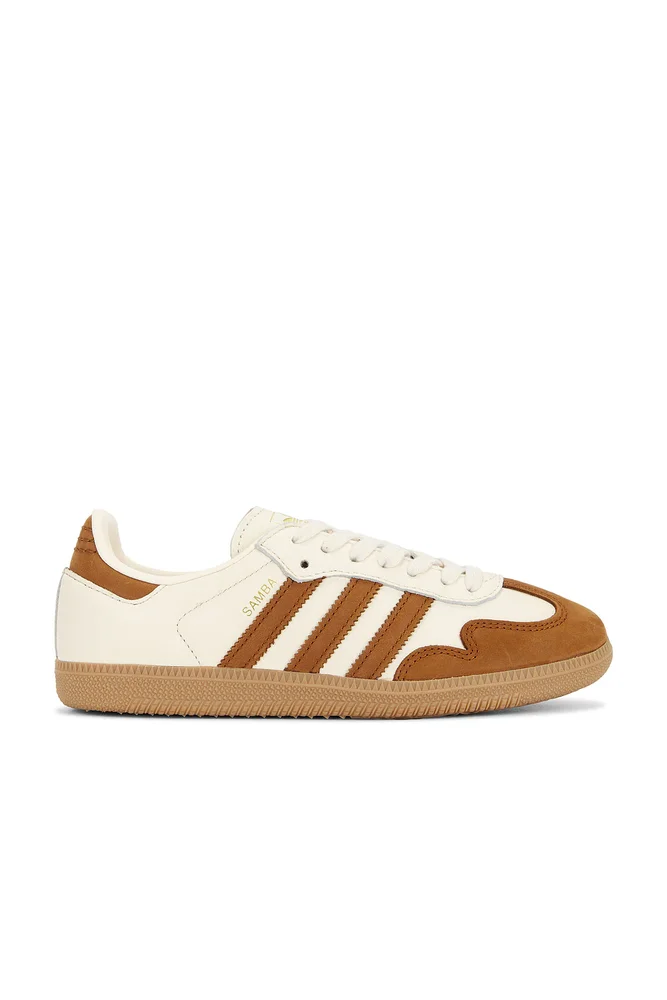 Samba OG Sneaker in Wonder White Dusky Bronze Gold Metallic