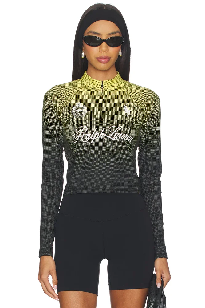 Graphic Cropped Quarter Zip Sweatshirt