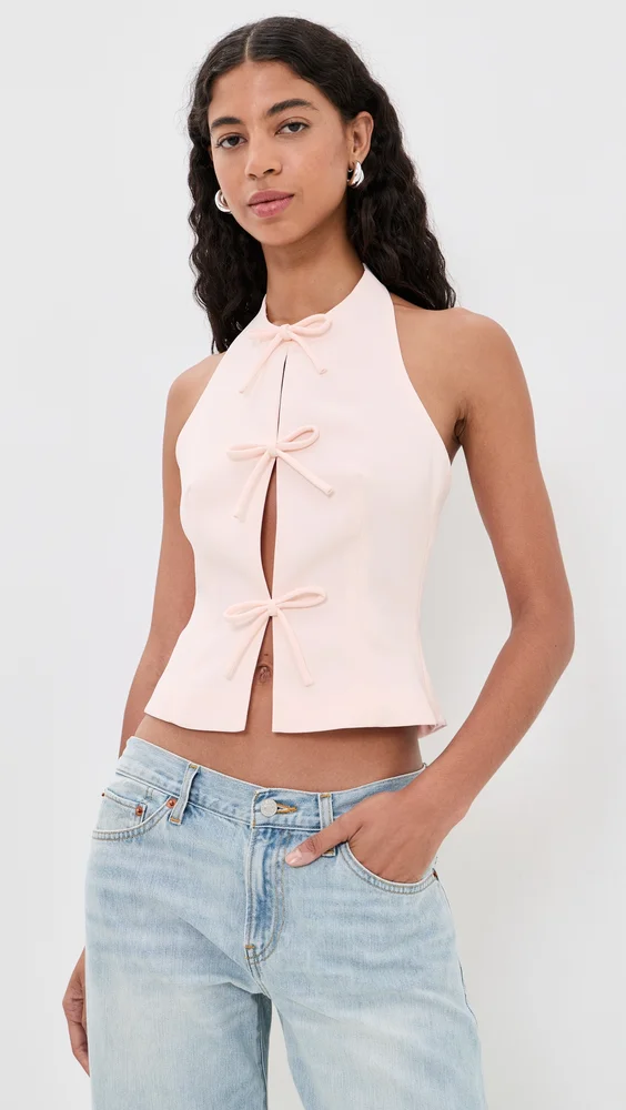 Halter Tie Up Detail Top