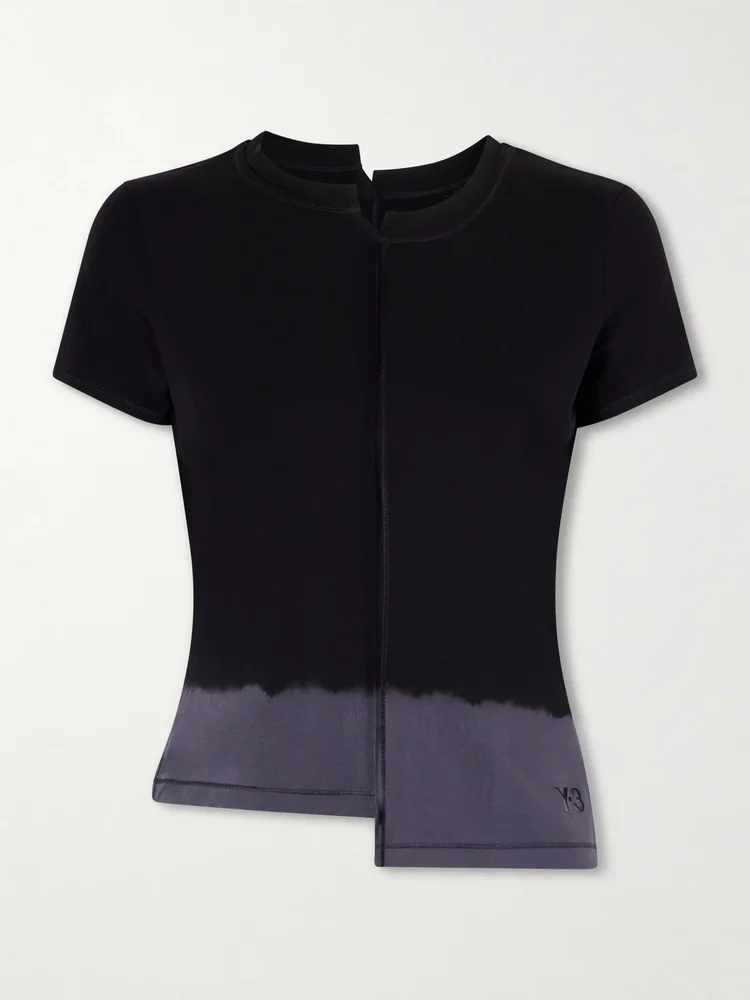 Asymmetric two-tone TENCEL™ Lyocell-blend jersey T-shirt
